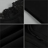 Black Lace Spaghetti Strap Mermaid V-Neck Mid-calf Dress