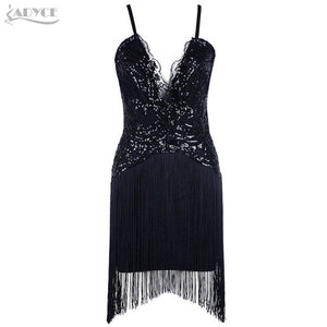 Sequins Tassel Fringe Mini Spaghetti Strap Dress