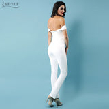 White Long Jumpsuits Off The Shoulder Celebrity Party Rompers Sexy Backless Skinny Bodysuit
