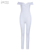 White Long Jumpsuits Off The Shoulder Celebrity Party Rompers Sexy Backless Skinny Bodysuit