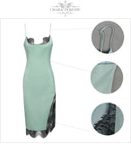Sexy Sleeveless Lace Side Split Spaghetti Strap Knee Length Tank Party Dress