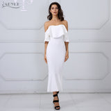 Bodycon Vestidos Elegant Women Clubwear Butterfly Sleeve Ruffles Celebrity Party Dress