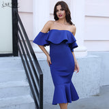 Bodycon Vestidos Elegant Women Clubwear Butterfly Sleeve Ruffles Celebrity Party Dress