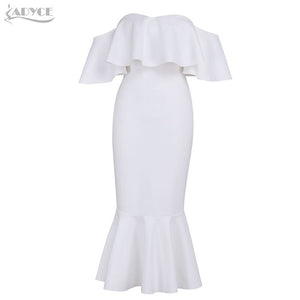 Bodycon Vestidos Elegant Women Clubwear Butterfly Sleeve Ruffles Celebrity Party Dress