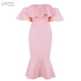 Bodycon Vestidos Elegant Women Clubwear Butterfly Sleeve Ruffles Celebrity Party Dress