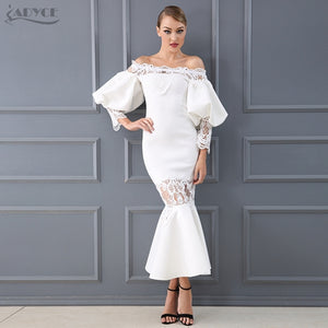 Flare Sleeve Lace Hollow Out Off-Shoulder Dress
