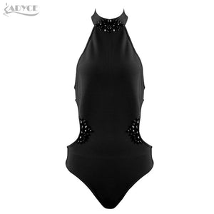 Sexy Backless Swimsuits Beading Sleeveless Halter Bodycon Bikinis Bodysuits