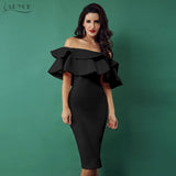 Butterfly Sleeve Patchwork Ruffles Slash Neck Dress