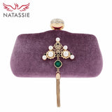 NATASSIE Suede Clutch Ladies Tassels Evening Clutches Wedding Bag