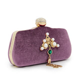 NATASSIE Suede Clutch Ladies Tassels Evening Clutches Wedding Bag