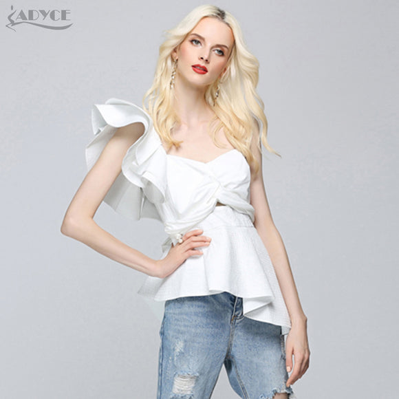 One Shoulder Ruffles Strapless Short Tops Crop Top