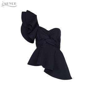 One Shoulder Ruffles Strapless Short Tops Crop Top