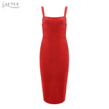 Spring Bandage Spaghetti Strap Sheath Strapless Mid-Calf  Dress