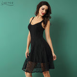 Chic Sexy Black Sleeveless Lace Spaghetti Strap V-Neck Dress