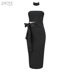 Spring Strapless Hollow Out Bow Dress