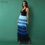 Long Bandage, Lace Mesh Deep V Neck Maxi Dress