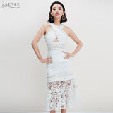 Lace Diamond Halter Hollow Out Dress