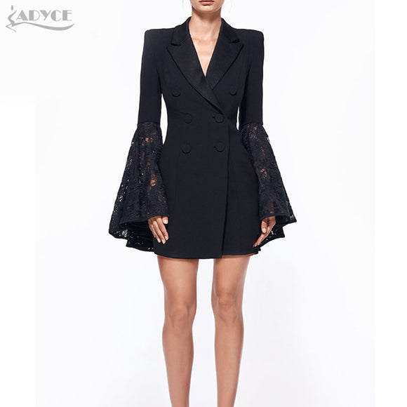 Blazer Women Jacket Black Lace Notched Jaqueta Feminina Jackets