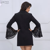 Blazer Women Jacket Black Lace Notched Jaqueta Feminina Jackets