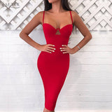 Red & Black Sexy V Neck Sleeveless Hollow Out Dress