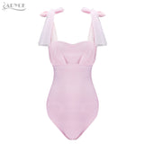 Jumpsuits Sexy White Lace Bow Sleeveless Skinny Rompers Bodysuit