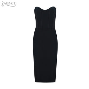 Knee-Length, Strapless Sleeveless Bodycon Dress