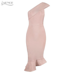One Shoulder Sleeveless Ruffles Dress