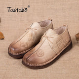 Tastabo Genuine Leather Flat Flats Hand-Sewing Shoes