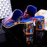 Colorful Rhinestone crystals Heels peep Toe Summer women's Shoes