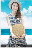 Woven Straw Round Handbag Retro Rattan Women Shoulder Bag