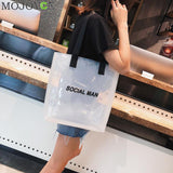 PVC Clear Double Transparent Bag Waterproof Causal Tote Shoulder Bag arge Capacity Handbag