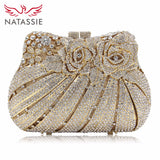NATASSIE Women Crystal Evening Clutch Rose Flower Purse Party Female Wedding Clutches Bag