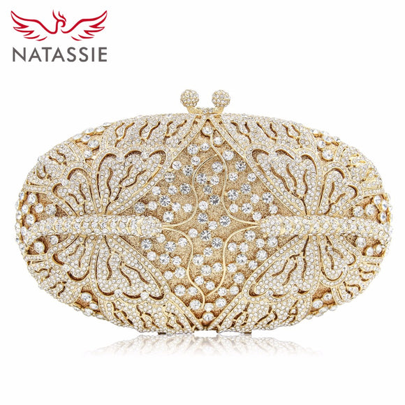 Dragonfly Shape Luxury Crystal Evening With Long Chain Women Bag
