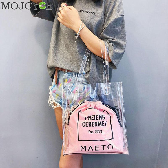 MOJOYCE Transparent PVC Bags Women Drawstring Bag