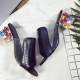 Colorful Rhinestone crystals Heels peep Toe Summer women's Shoes