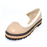 Slip On Flat Cute Bow Tie Lace Shallow Mouth Ladies Platform Shoes
