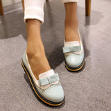Slip On Flat Cute Bow Tie Lace Shallow Mouth Ladies Platform Shoes
