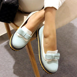 Slip On Flat Cute Bow Tie Lace Shallow Mouth Ladies Platform Shoes