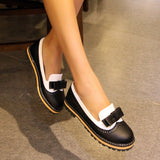 Slip On Flat Cute Bow Tie Lace Shallow Mouth Ladies Platform Shoes