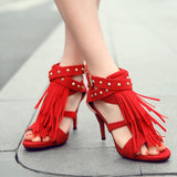 Sexy Women's Shoes Tassel High Heels Rivets