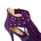Sexy Women's Shoes Tassel High Heels Rivets