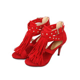Sexy Women's Shoes Tassel High Heels Rivets