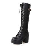 Sexy High Heels Knee-High Boots Platform Winter add Fur Snow Boot Female